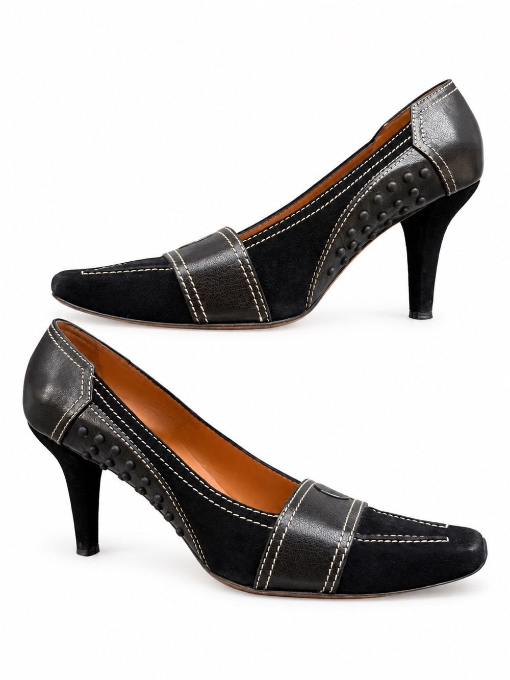 Tod's Black Leather and Suede Pointed Toe Heels  9.5 - Picture 7 of 7